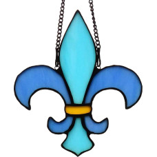 HAOSUM Fleur de Lis dekoras Vitražo lango pakabos, rankų darbo namų apšildymo dovanos naujiems namams, Fleur de Lis dekoracijos, Kalėdų dekoracijos, dovanos moterims