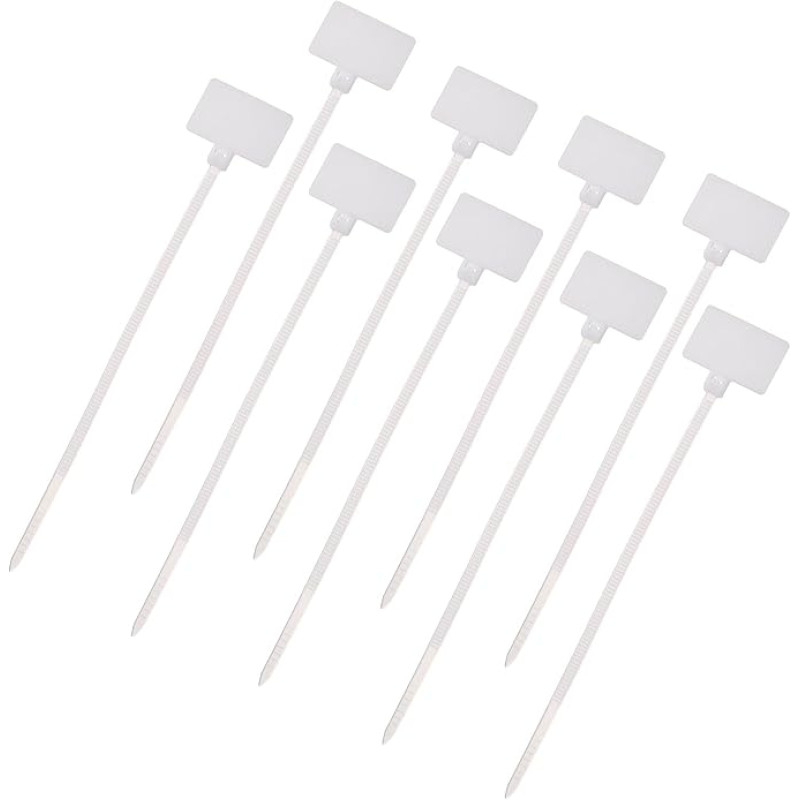 sourcing map Kabeletikettenmarker, Nylon-Kabelbinder, 21,6 cm, beschreibbare, selbstsichernde Drahtetiketten, Kabelbinder für Organisationsmarkierung, Weiß, 100 Stück
