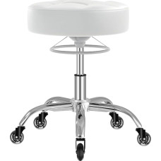 OUTMASTER Rolling Stool, Height-Adjustable Stool with Ring Lift, Thick Foam for Soft Comfort, Chair with Wheels 360°, Work Stool up to 180 kg Load Capacity, Swivel Stool for Salon, Spa and Household