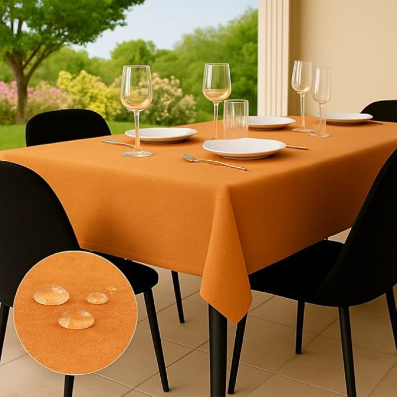 Outdoor Tablecloth Washable 140 x 300 cm Orange Garden Tablecloth Tablecloths Weatherproof Oilcloth Tablecloth Table Cloth Made in Italy for Outdoor Use Tablecloth