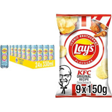 Refreshing Iced Tea and Crispy Chips: Lipton Ice Tea Sparkling Lemon Zero (24 x 0.33 L) & Lay's KFC Kentucky Fried Chicken (9 x 150 g)