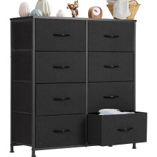 DUMOS Chest of Drawers for Bedroom with 7 Fabric Drawers, High Chest of Drawers Organiser for Clothes, Wardrobe Children's Room, Storage Tower with Cupboard, Metal Frame, Wooden Top, Lightweight