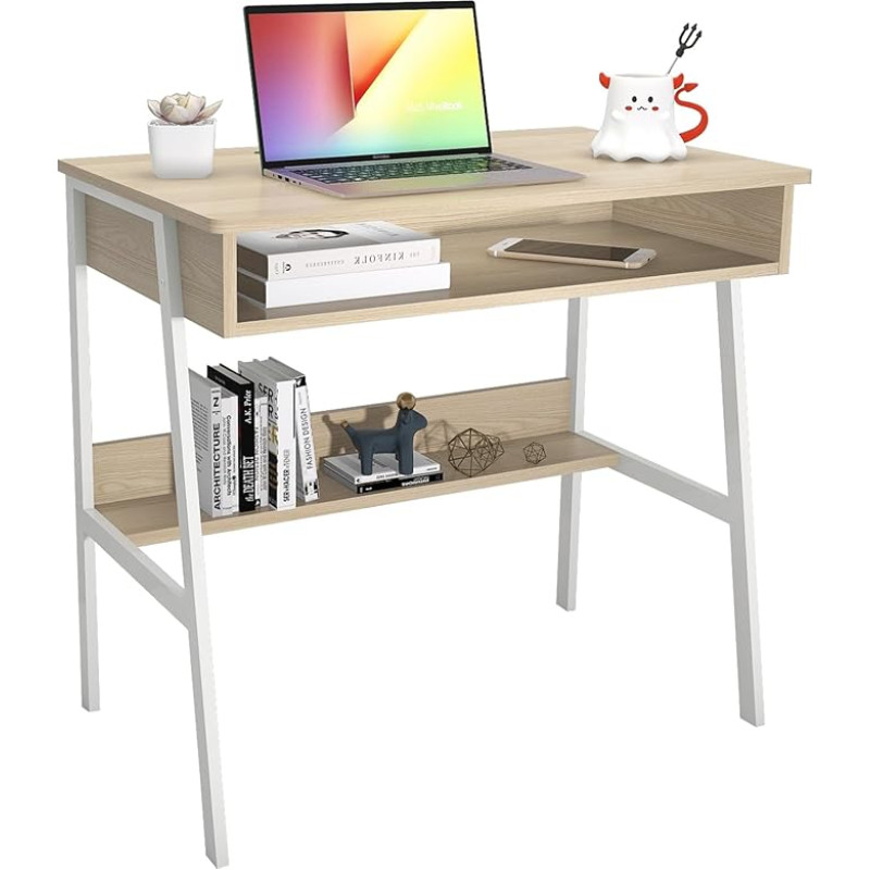 DEILALY Computer Desk Small Desk 80 cm with Storage Space, Wooden Desk, Corner Desk, Workstation, Gaming Desk, Study Room, Small Desk, Home Office, Bedroom