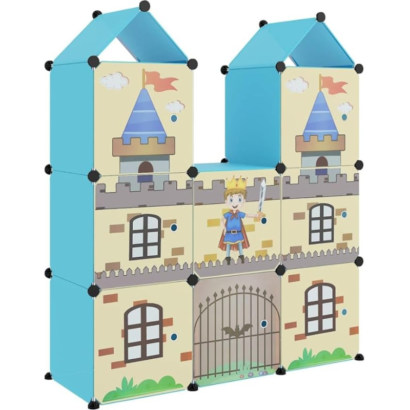 vidaXL Modular Children's Cupboard with 8 Cubes Blue Polypropylene