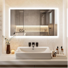 ChillCruiser 60 x 100 cm LED Bathroom Mirror Wall Mounted Illuminated Cosmetic Mirror Dimmable Anti-Fog 3 Color Adjustable Lighting Memory Function Horizontal/Vertical Mounting