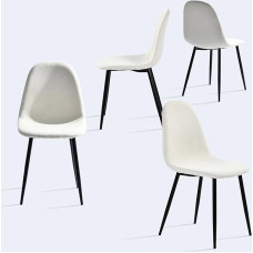 MEUBLE COSY valgomojo kėdės, 4 kėdės, virtuvės kėdės, skandinaviškos svetainės kėdės, minkštos kėdės su atlošu, medžiaginė sėdynė, metalinės kojos, smėlio spalvos