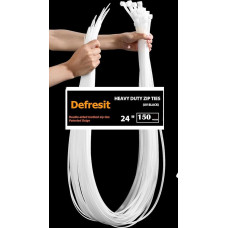 Kabelbinder, 600 mm x 8,8 mm, Nylon, lang, strapazierfähig, bis zu 113 kg, Zugfestigkeit, Kunststoff-Binder, selbstsichernd, für Büro, Haushalt und Außenbereich, Weiß, 150 Stück