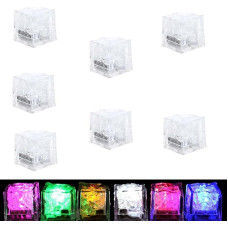 LED ledo kubeliai, šviečiantys ledo kubeliai su LED šviesa, 7 vienetai šviečiančių ledo kubelių, LED ledo kubeliai gėrimams, spalvingi šviečiantys LED ledo kubeliai, skirti barui, vakarėliui, vestuvėms