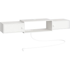 HOOBRO EWT11CDS01 Pakabinama televizoriaus spintelė su lizdais, 140 cm, televizoriaus lentyna, pastatoma arba pakabinama, televizoriaus spintelė svetainėje, miegamajame, balta