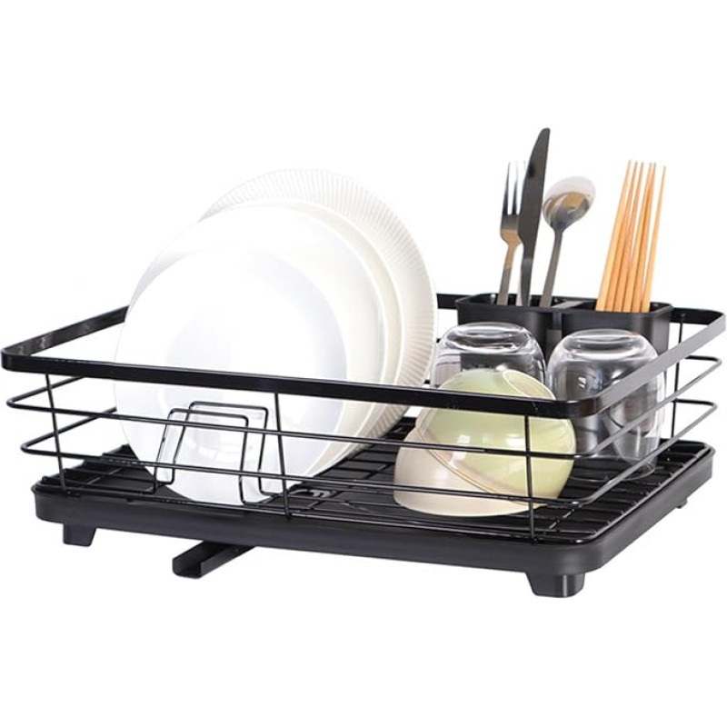 VIDECOR Geschirrtrockner – Geschirrständer für Die Küchentheke mit Besteckhalter, Langlebiger Edelstahl, Geschirrständer für Verschiedenes Geschirr, Einfache Installation, Kompakt,A