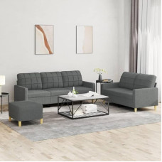 UTSRABFA Balkonmöbel Ecksofa Couchgarnitur Wohnzimmer 3-TLG. Sofagarnitur mit Kissen Dunkelgrau Stoff Geeignet für Schlafzimmer, Esszimmer, Wohnungen, Lofts