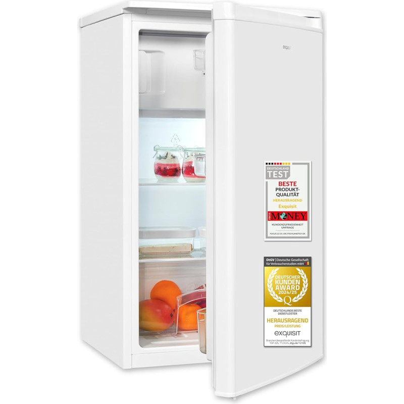 Exquisit KS5117-3-040E Fridge with Freezer, 3-Star Freezer, 81 Litres, 50 cm Width, Changeable Door Hinge, Temperature Control, White