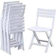 KAIHAOWIN Plastikinės sulankstomos kėdės, 4 vnt., balkono sulankstomos kėdės su atlošu lauke ir viduje, plastikinės sulankstomos kėdės valgomajam, svetainei, sodui, balkonui, baltos spalvos