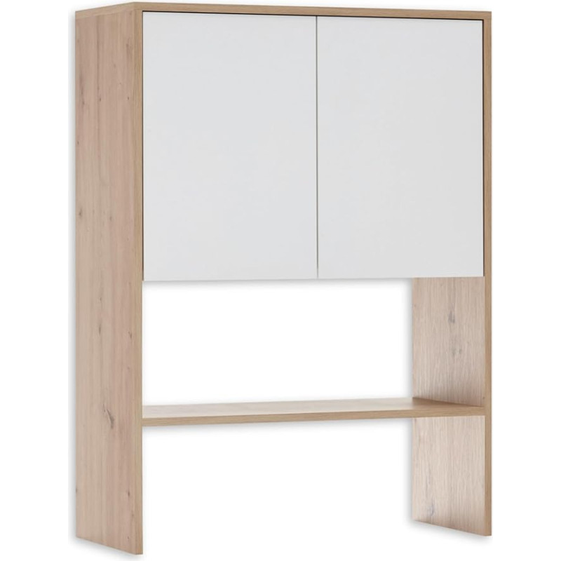 NERJA Cabinet Attachment for Washing Machine Cabinet, Artisan Oak Look / White, Countertop Cabinet for Additional Storage Space in the Bathroom and Laundry Room, 75 x 103 x 32 cm (W x H x D)