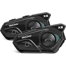 WeClear X6 Motorcycle Headset, Motorcycle Communication System with DSP Noise Cancellation, Helmet Bluetooth Headphones, Audio Multitasking and Music Sharing, Twin Pack