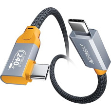 240W USB C į USB C kabelį, USB 3.2 Gen2 × 2 C tipo įkrovimo kabelis, 20Gbps duomenų perdavimas, PD 3.1 48V greito įkrovimo kabelis, 4K @ 60Hz vaizdo perdavimas nešiojamajam kompiuteriui, mobiliajam telefonui, monitoriui (stačiu kampu, 2M)