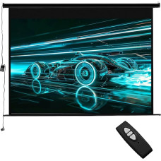 INMOZATA Elektrinis projekcinis ekranas 120 colių / 266 x 149 cm Motorizuotas projekcinis ekranas su nuotolinio valdymo pulteliu 16:9 santykio kino ekranas, skirtas namų kinui, biurui, vaizdo žaidimams lauke, viduje, juodos spalvos