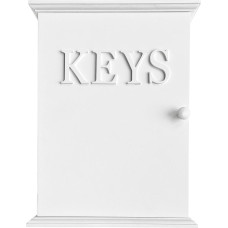 Key Cabinet with 6 Key Hooks Wood White