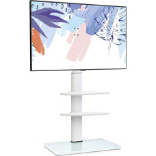 FITUEYES TV Stand TV Floor Stand 3 Shelves Stand TV Stand with Shelf Height Adjustable Swivel for 32 to 60 Inch Flat & Curved TVs up to 30 kg Max. VESA 600 x 400
