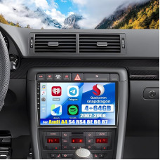 8 Core Qualcomm Android 15 4+64G Car Radio for Audi A4 S4 RS4 8E B6 B7 2002-2008, 9 Inch Touchscreen Radio with CarPlay Android Car GPS WiFi FM/RDS DSP 3D Car Model Showcase + Reversing Camera