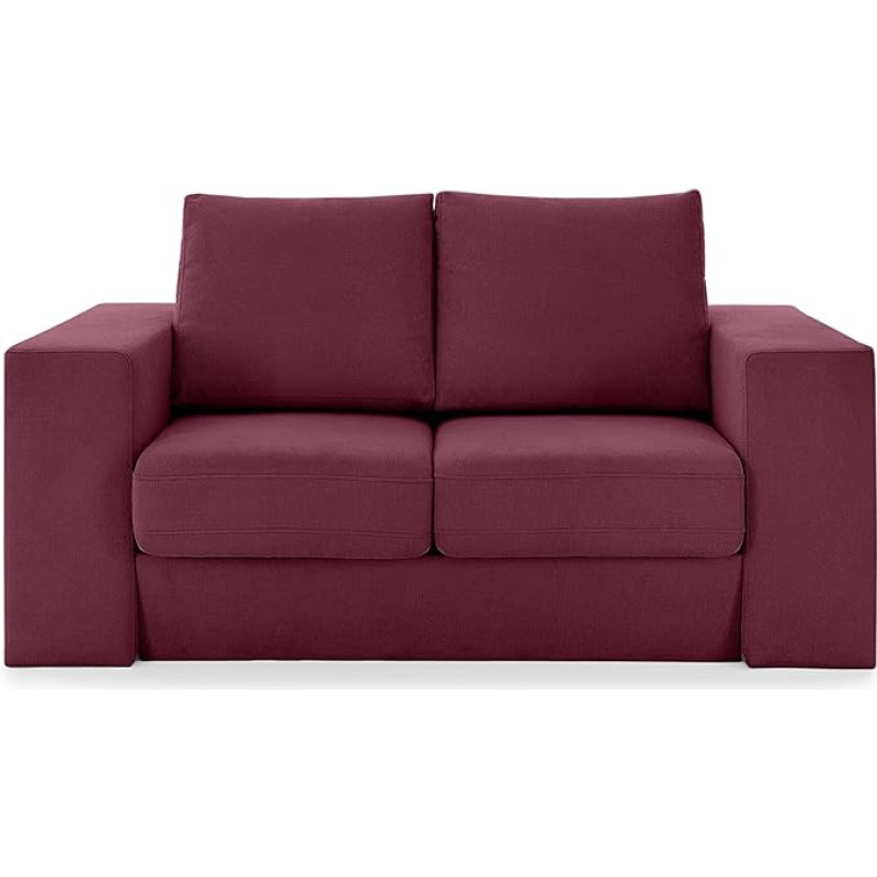 LOOKS by Wolfgang Joop Looks V-2 Designer Sofa with Stools and Shelf, 2 Seater Couch, Functional Sofa, Red, Seat Width 120 cm