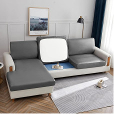 Sofos pagalvių užvalkalai, vandeniui atsparūs, elastinga oda gyvenamajam kambariui, sofos užvalkalas, šezlongas sofos pagalvių užvalkalai 4/3/2/1 vietų sofos sėdynės pagalvėlė apsauginis užvalkalas, pilka A-2 vietų-X (85-110 cm)