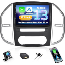 [2+32G] SIXWIN Android 13 automobilinis radijas Mercedes Benz Vito 3 W447 (2014-2020) Radijas, 10 colių talpinis jutiklinis ekranas su WiFi GPS Bluetooth FM/RDS USB Mirrorlink + Canbus + galinio vaizdo kamera