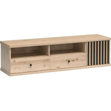 MINIO go for it Mali TV Lowboard with Slats, 160.6 x 43.4 x 40.6 cm, Modern TV Cabinet with 1 Door and 2 Drawers, Ideal Cabinet for the Living Room, without Metal Feet - Artisan Oak/Black