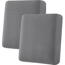 H.VERSAILTEX Super Stretch Single Seat Cushion Covers for Sofa Couch Slipcover Set Thick Jacquard Structure Twill Fabric (2 vnt., vidutinio dydžio dangteliai, pilka)