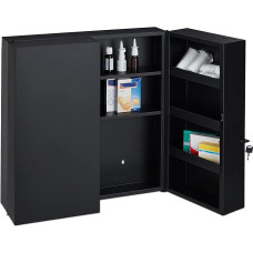 Relaxdays Medicine Cabinet XXL, Lockable, 11 Compartments, Steel, H x W x D: 53.5 x 53 x 19 cm, Medicine Cabinet 2 Doors, Anthracite