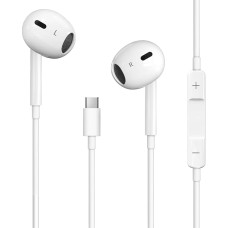 Laidinės C tipo ausinės su mikrofonu ir garsumo reguliatoriumi, HiFi stereofoninės ausinės su mikrofonu, skirtos iPhone 15/15Pro/16/16Pro, iPad Pro, Samsung Galaxy S21S20