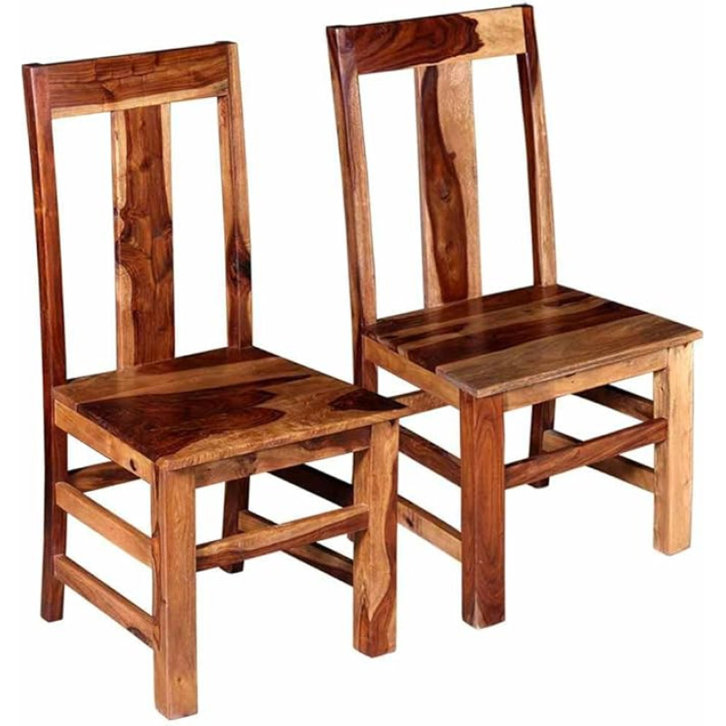 vidaXL 2X kietos Sheesham medienos valgomojo kėdės Vakarienės sėdynės Virtuvės baldai