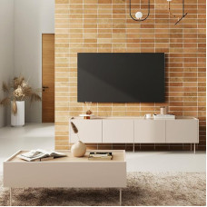 Wohnmöbel rinkinys Wohnwand in Kaschmir mit Eiche, 2-teilig mit Couchtisch, Lowboard, modern, grifflos