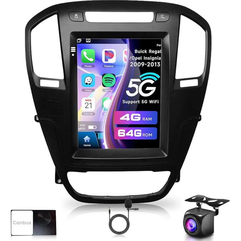 4+64G Android automobilinis radijas Buick Regal 2009-2013/Opel Insignia 2009-2013 9,7 colių jutiklinio ekrano automobilinis radijas su belaidžiu Carplay Android Car Mirror Link Bluetooth FM/RDS/EQ WiFi GPS atbulinės eigos kamera