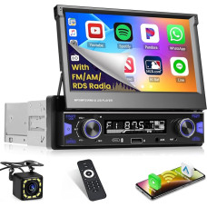 Inefala Autoradio 1 din mit Ausfahrbarem Display 7 Zoll Wireless Carplay Android Auto, Radio Bluetooth 1 din mit AM/FM/RDS Radio USB+Type-C EQ SWC Rückfahrkamera Mic