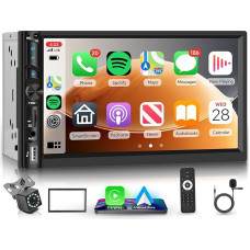 Wireless Carplay Autoradio 2 Din mit Wireless Android Auto You-Tube Bluetooth Mirror Link 7 Zoll Touchscreen Autoradio mit Bluetooth FM Radio Shared-Screen USB/TF/AUX Lenkradsteuerung Rückfahrkamera