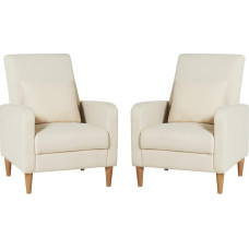 COLAMY Moderne Akzentstühle, Wohnzimmerstühle, Stofflesesitz, gepolsterter Einzelsofa mit Loungesitz und Holzbeinen, Beige