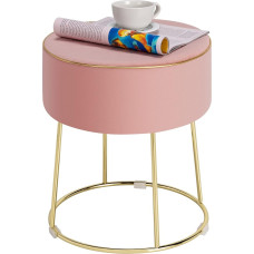 GIANTEX apvalus pupų maišas, modernus tualetinis staliukas su paminkštinta sėdyne, metaliniu pagrindu ir neslystančiomis kojelėmis, aksomu aptrauktas miegamojo, svetainės ir darbo kambario minkštasuolis (rožinis)