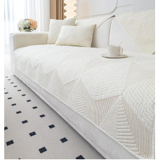 vctops Farmhouse Einfarbige Stickerei, Sofa-Couchbezug, Baumwolle, gesteppt, waschbar, rutschfest, Sofa-Schonbezug für Hunde, Kinder, Haustier-Möbelschutz (Cremefarben, 71,1 x 71,1 cm)