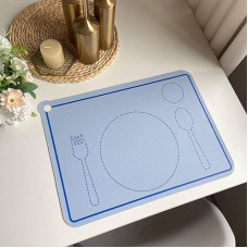 2 stačiakampiai odiniai kilimėliai, skirti virtuvei, namams, restoranui, valgomajam stalui, 41,5 x 30 cm, mėlyni