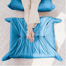 Itin didelis 29,5 x 27,5 colių dydžio židinio kėdė, atminties putų atrama kojoms, minkšta kampinė sofa svetainei, miegamajam, bendrabučiui ir butui, patogi sėdynė suaugusiesiems, paaugliams, vaikams (mėlyna)