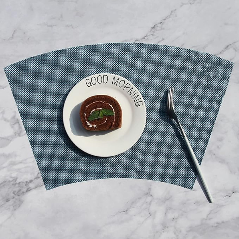 AMDXD Tischset Stoff Abwaschbar Sektor 4er Set, 70% Vinyl 30% Polyester Platzdeckchen Natur Gewebt Muster Anti-Rutsch, Tisch-Sets Blau Grün für Zuhause Restaurant Speisetisch, 29x43CM
