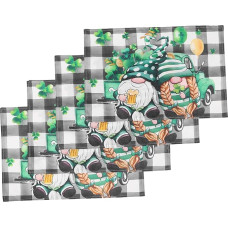 KOCKSHION 4stücke Teiliges Set Platzdeckchen Für Patrick's Day Hitzebeständig Abwaschbar Dekorativ Für Esstisch Und Küche Grünes Irisches Design Für Feste Und Alltag