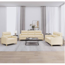 UTSRABFA Sofa Wohnlandschaft Lounge Set Sofa Bed 3-TLG. Sofagarnitur mit Kissen Creme Stoff Geeignet für Schlafzimmer, Wohnzimmer, Esszimmer, Büro