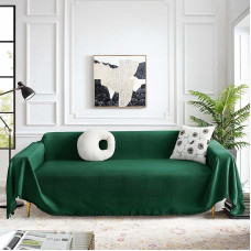 MEETSKY Couchbezug Sofabezüge, waschbar, Sofa-Schonbezüge, Sofa-Überwurf, Couch für Liegestuhl, Couchdecke, L-Form, Couchbezug (didelis, 180,3 x 259,1 cm, Dunkelgrün)