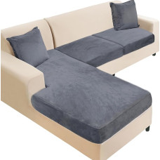NAISI Sektionaler Couchbezug, 3 Stück, Samt, separate Couch-Kissenbezüge, L-Form, weiche Stretch-Sofa-Schonbezüge mit 2 Kissenbezügen für links/rechts Chaiselongue, 2-Sitzer + 1 Chaiselongue,