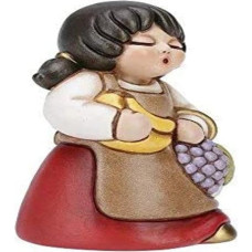 THUN - Figurine Nativity Scene Women with Fruits - Christmas Decoration House - Line Nativity Scene, Red Version - Ceramic - 8 H cm