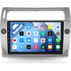 CAMECHO Android 13 Car Radio with Sat Nav for Citroen C4 C-Triomphe C-Quatre 2004-2009.9 Inch Double DIN Car Radio Touch Display with Bluetooth FM/RDS Mirror Link WiFi SWC