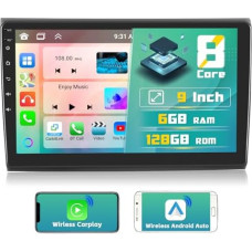 Hikity 8-Core/6G+128G for Fiat Bravo 2008-2013 Android 13 Car Radio with Wireless CarPlay Android Car 9 Inch Touchscreen Radio Double DIN with WiFi GPS BT5.0 59UI 32DSP RDS Mic Rear View Camera