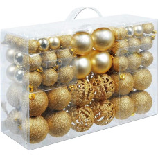 BAKAJI Pack of 100 Christmas Baubles Diameter 3/4/6 cm Christmas Tree Decoration (Gold)